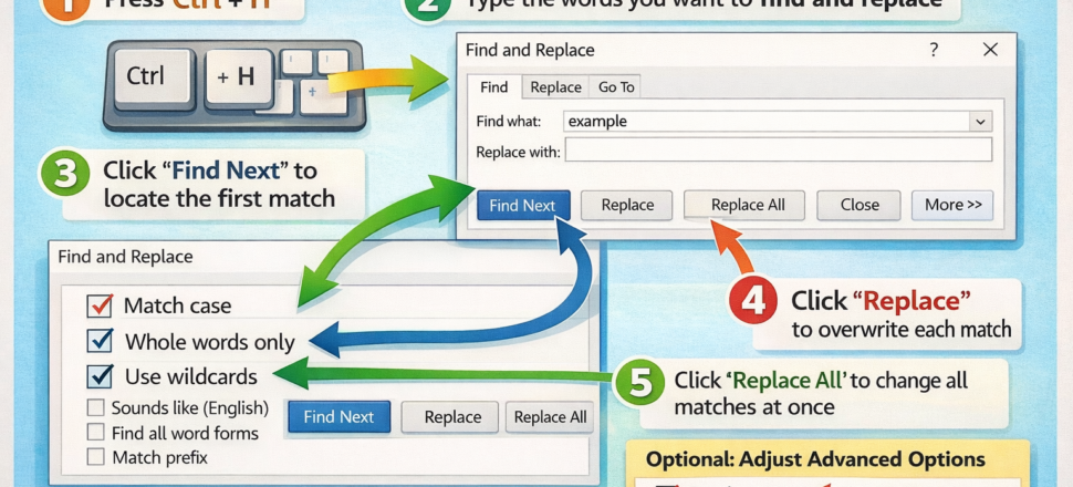 How to find and replace in Word