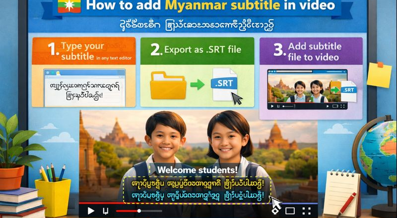 How to add myanmar subtitle in video How to add myanmar subtitle in video