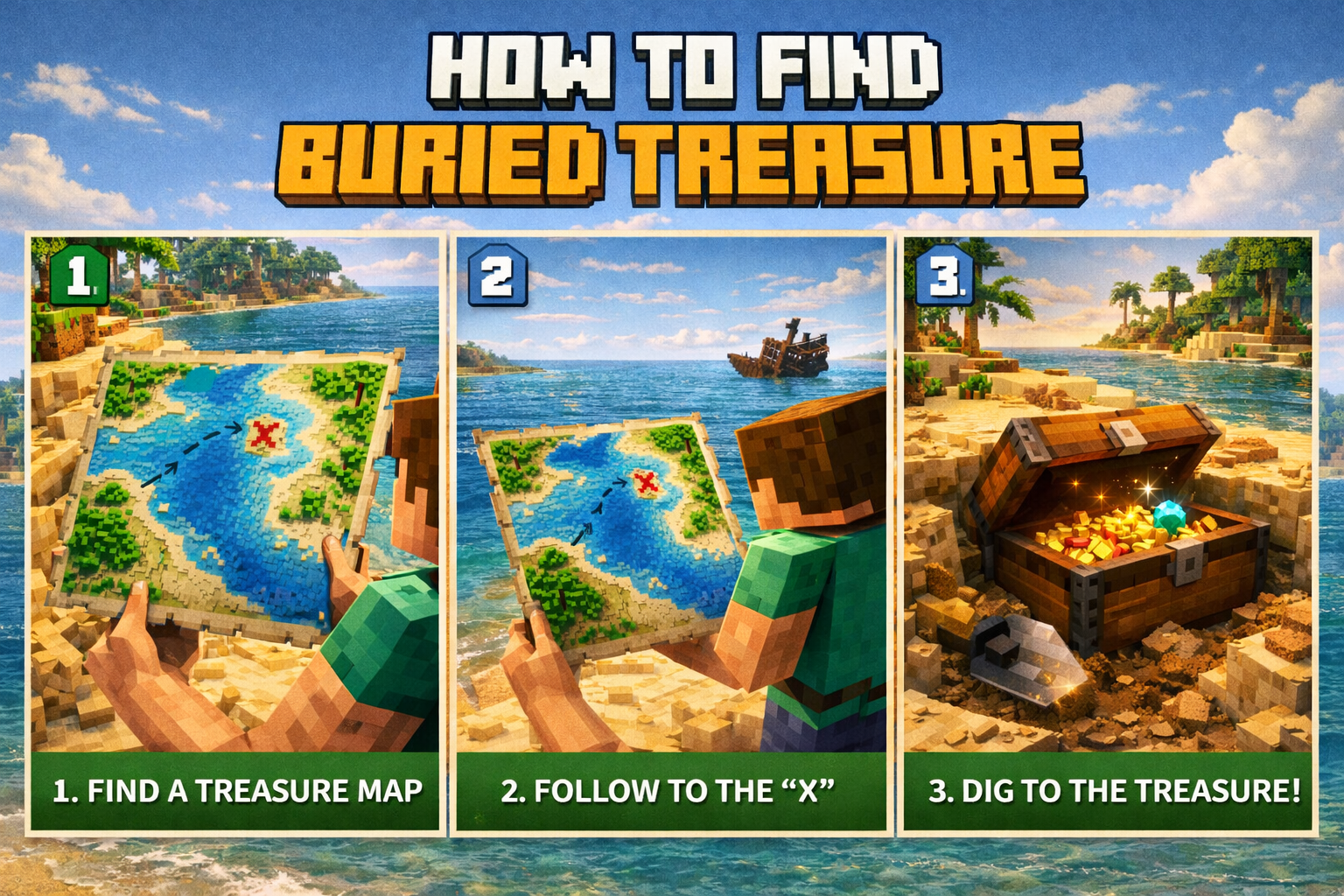 How to find buried treasure minecraft