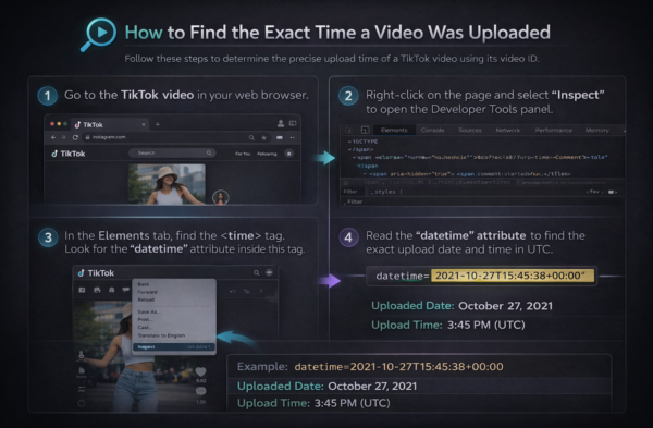 How to find the exact time a video was uploaded