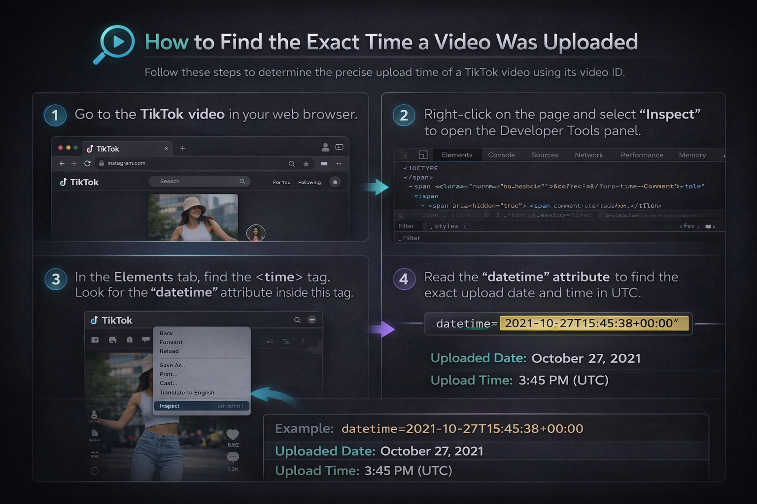 How to find the exact time a video was uploaded