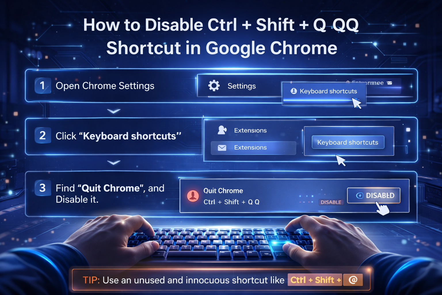 How to disable ctrl shift qq shortcut in Google Chrome