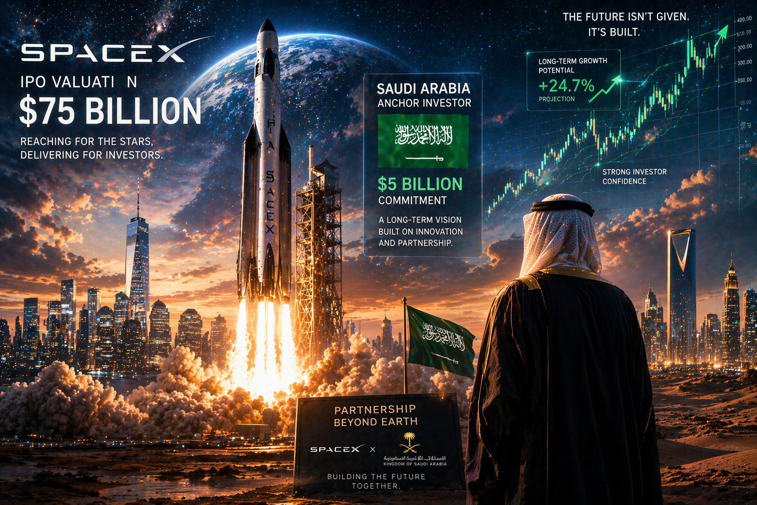 SpaceX $75 billion IPO Saudi anchor investor