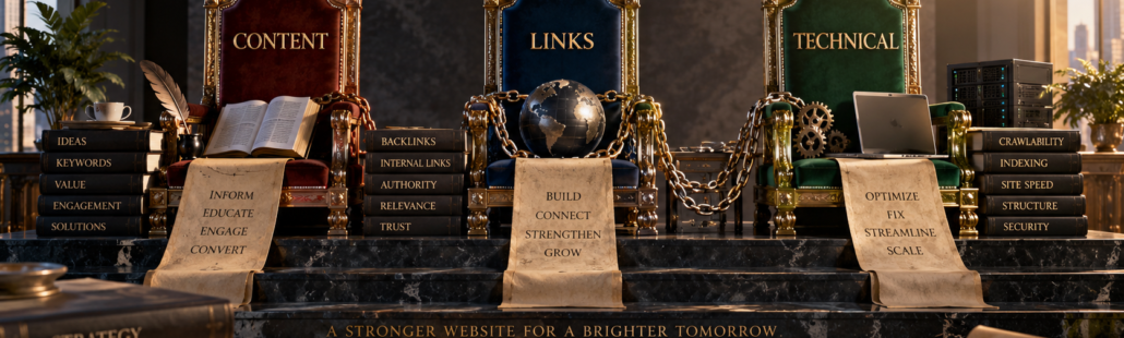 Three Kings of SEO Content Links Technical