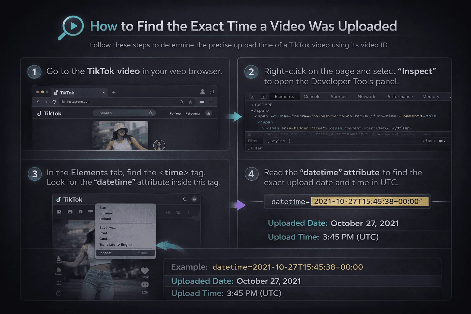 How to find the exact time a video was uploaded